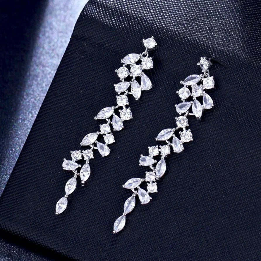 Wedding Jewelry - Cubic Zirconia Bridal Earrings - Available in Silver, Rose Gold and Yellow Gold