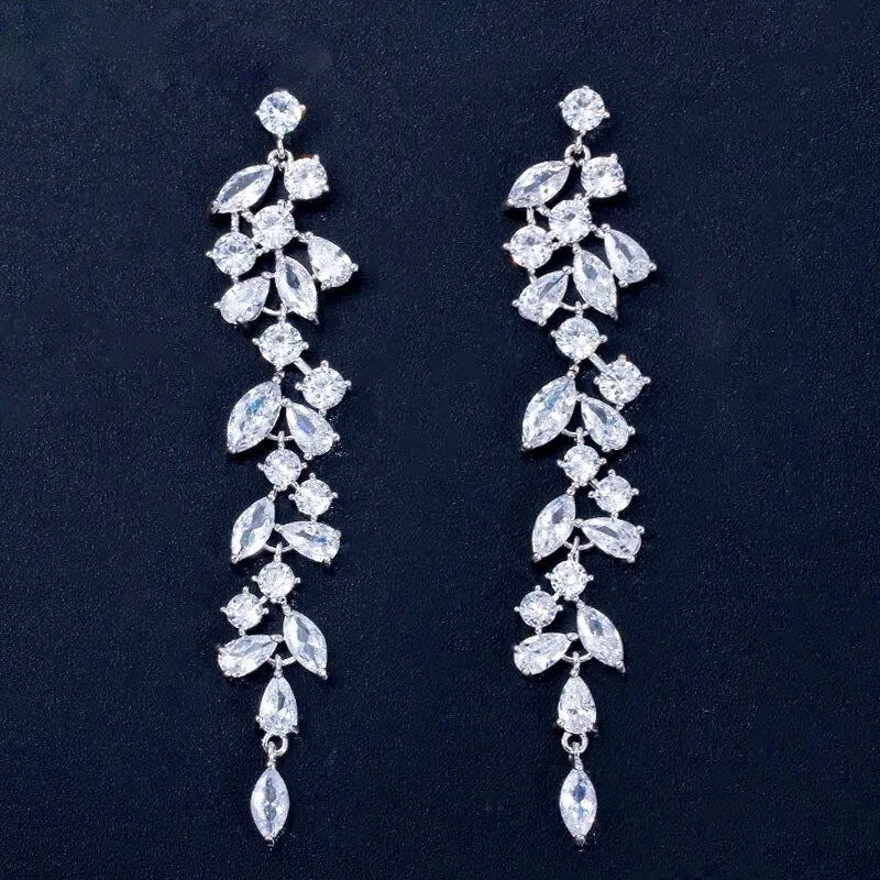 Wedding Jewelry - Cubic Zirconia Bridal Earrings - Available in Silver, Rose Gold and Yellow Gold