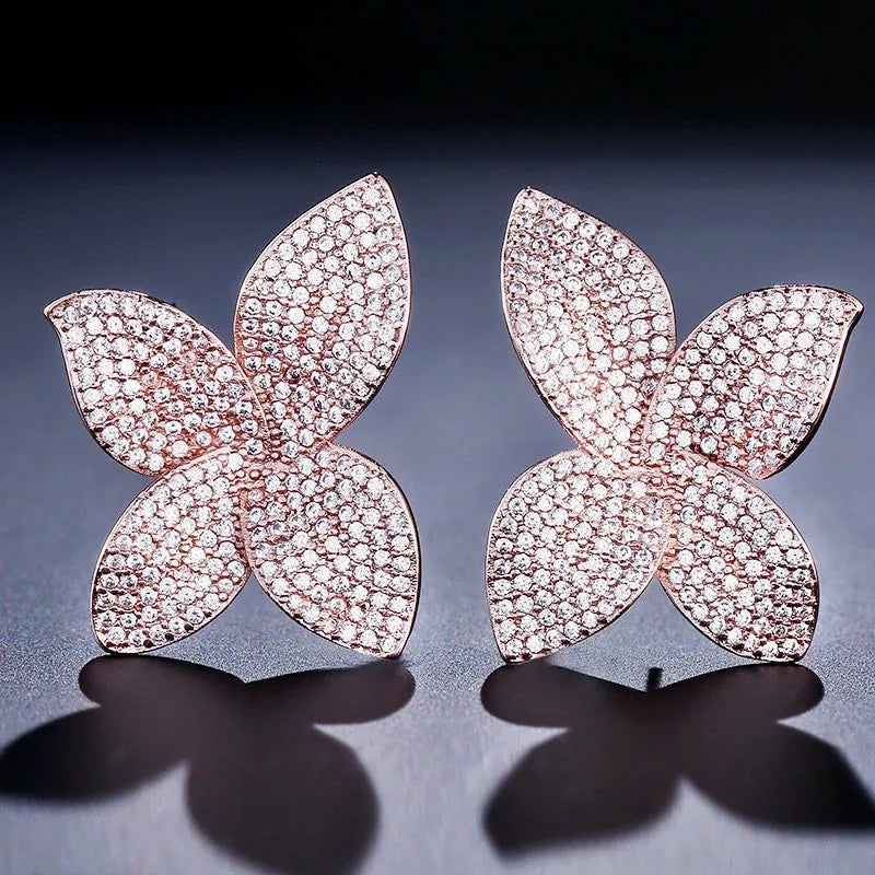 Wedding Jewelry - Cubic Zirconia Bridal Earrings - Available in Silver, Rose Gold and Yellow Gold