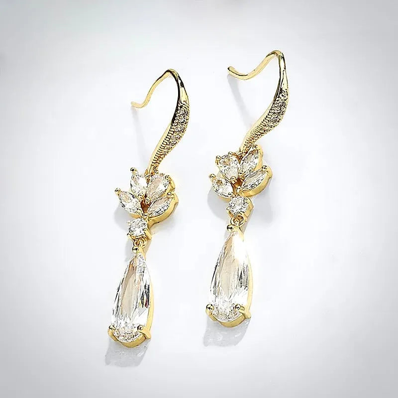 Wedding Jewelry - Cubic Zirconia Bridal Earrings - Available in Silver, Rose Gold and Yellow Gold