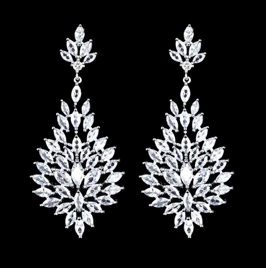 Wedding Jewelry - Cubic Zirconia Bridal Earrings - Available in Silver and Gold