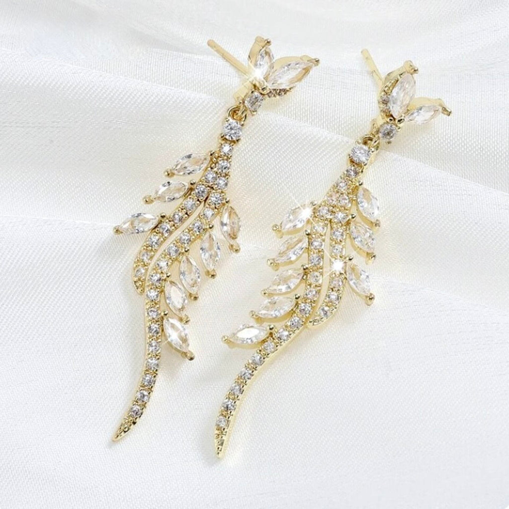 Wedding Jewelry - Luxurious Cubic Zirconia Bridal Earrings - Available in Silver and Gold