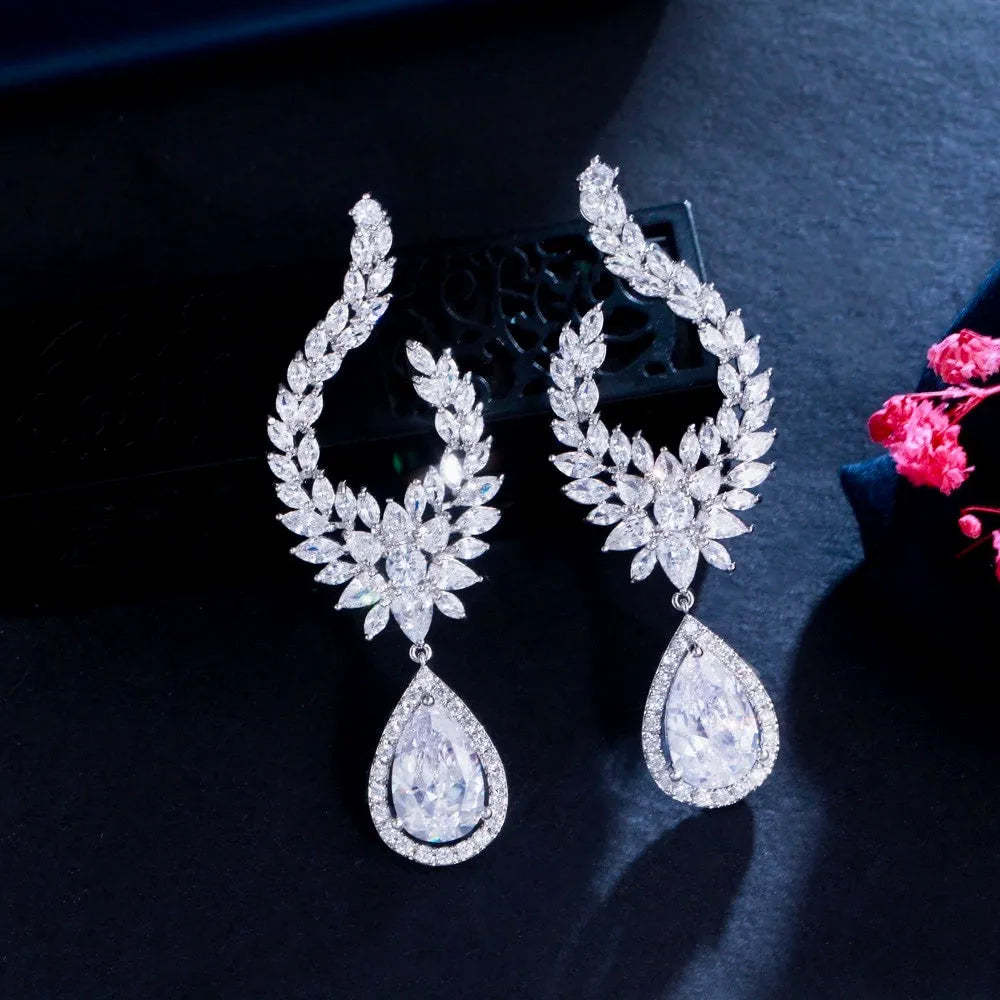 Wedding Jewelry - Cubic Zirconia Bridal Earrings - Available in Silver and Gold