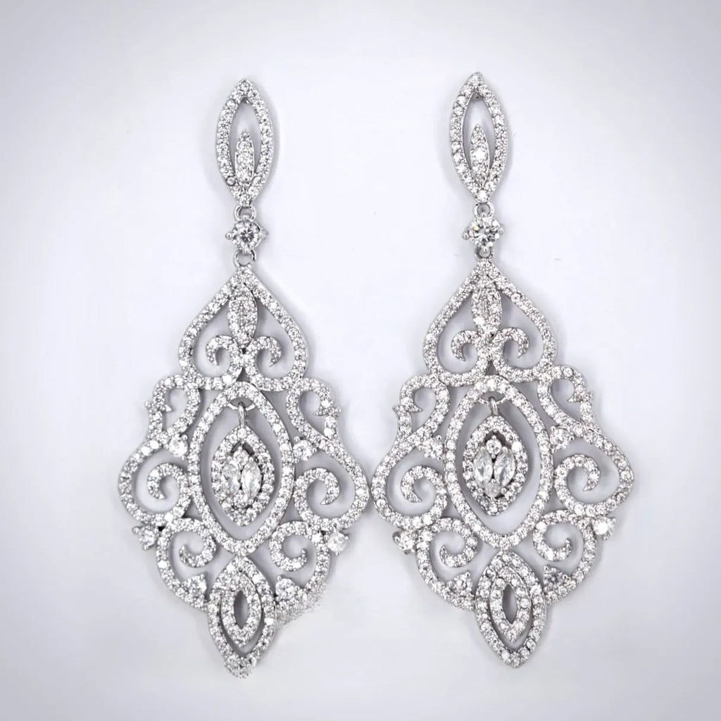 Wedding Jewelry - Cubic Zirconia Bridal Drop Earrings - Available in Silver and Rose Gold