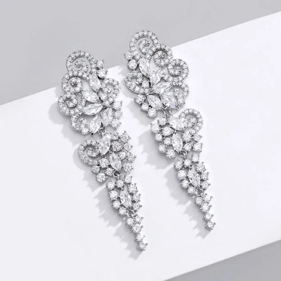 Wedding Jewelry - Cubic Zirconia Bridal Earrings - Available in Silver and Rose Gold