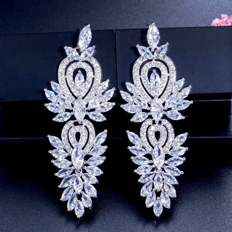 Wedding Jewelry - Cubic Zirconia Bridal Earrings - Available in Silver, Rose Gold and Yellow Gold