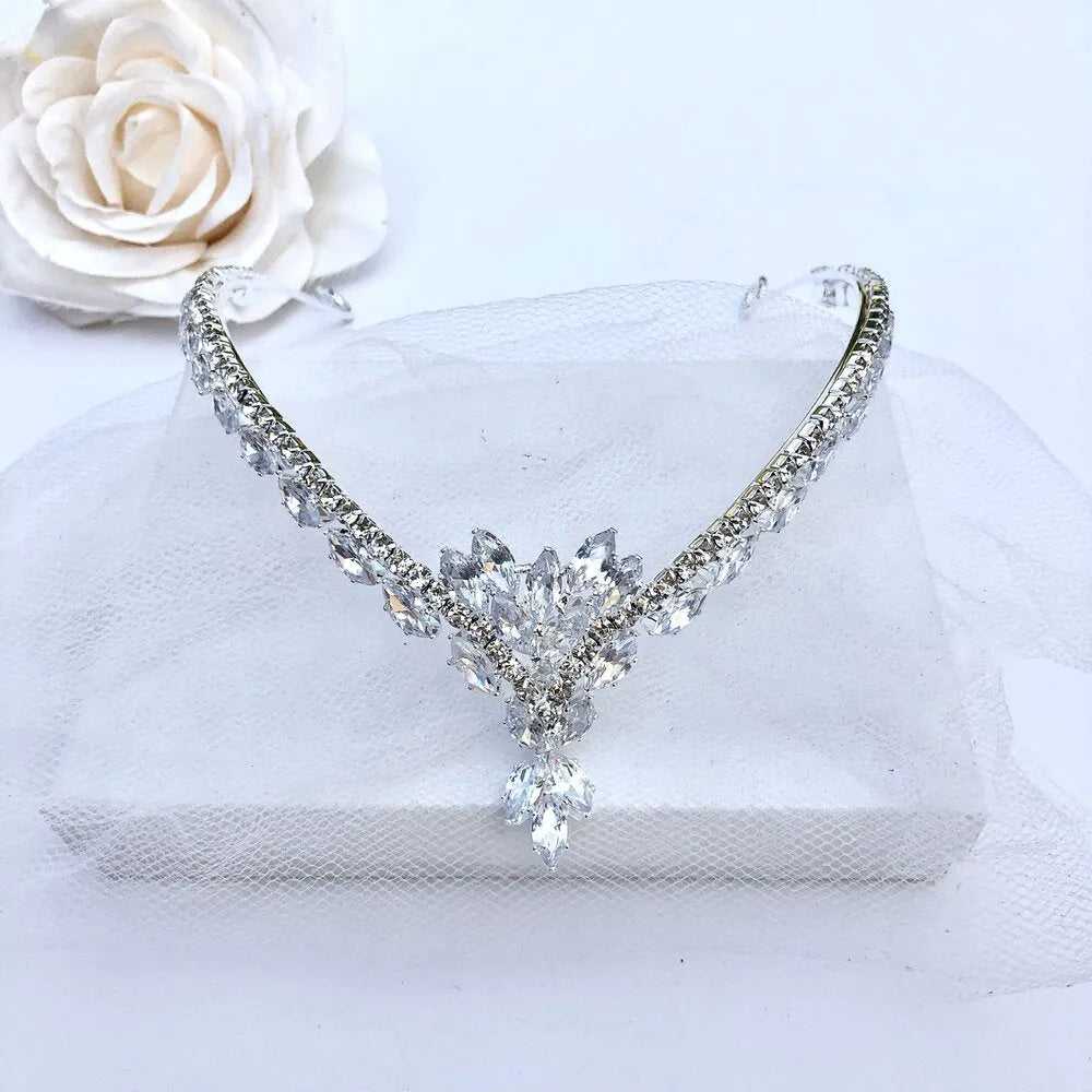 Wedding Hair Accessories - Cubic Zirconia Bridal Frontlet Tiara