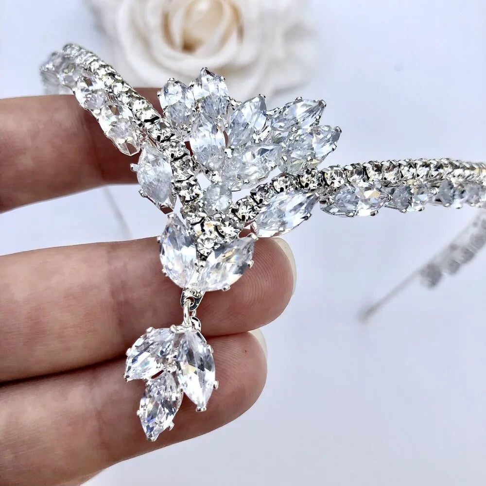 Wedding Hair Accessories - Cubic Zirconia Bridal Frontlet Tiara