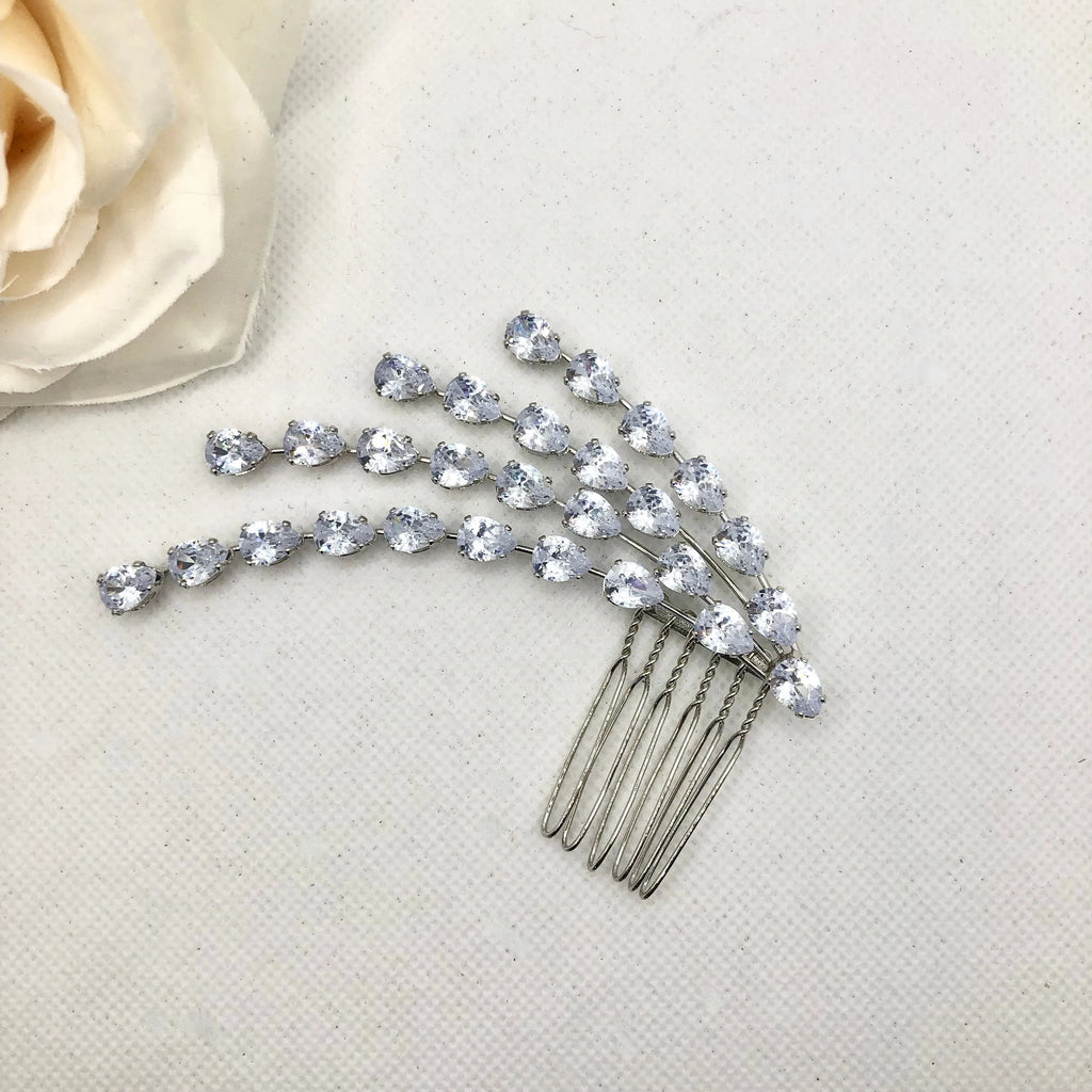 Wedding Hair Accessories - Silver Cubic Zirconia Bridal Hair Comb