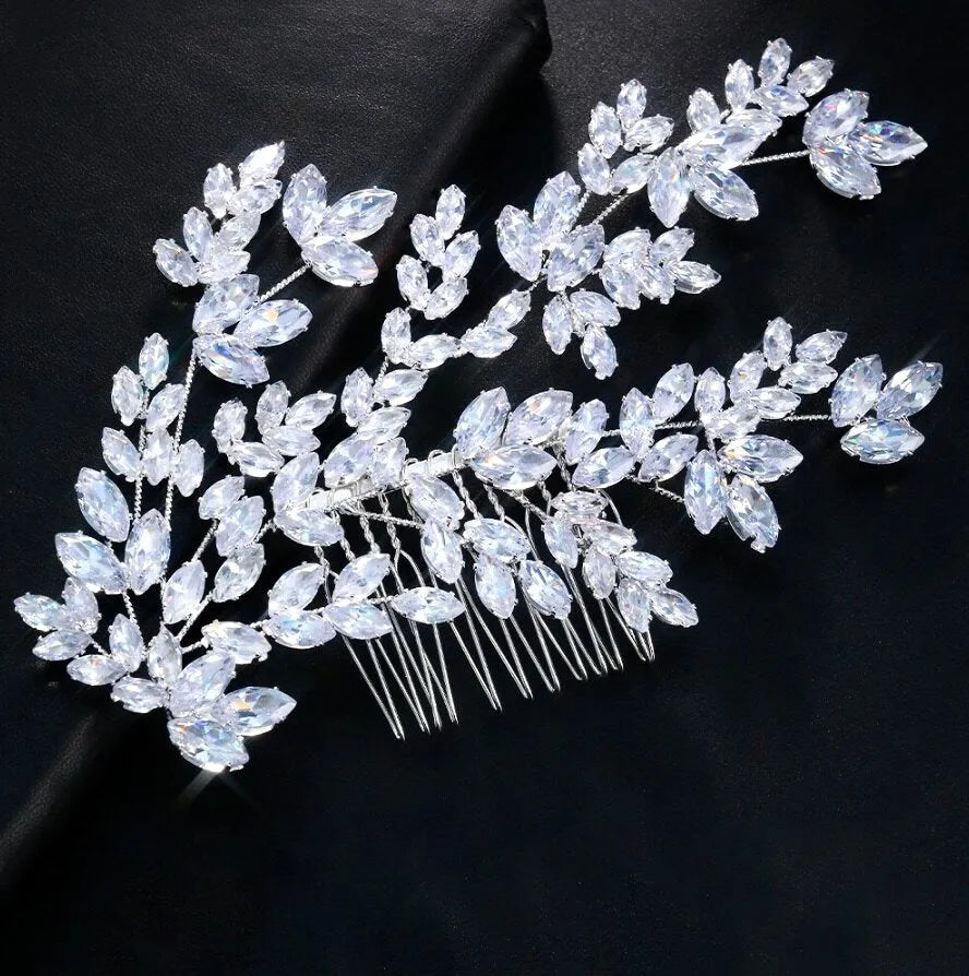 Wedding Hair Accessories - Cubic Zirconia Bridal Hair Comb - Available in Silver, Rose Gold and Yellow Gold