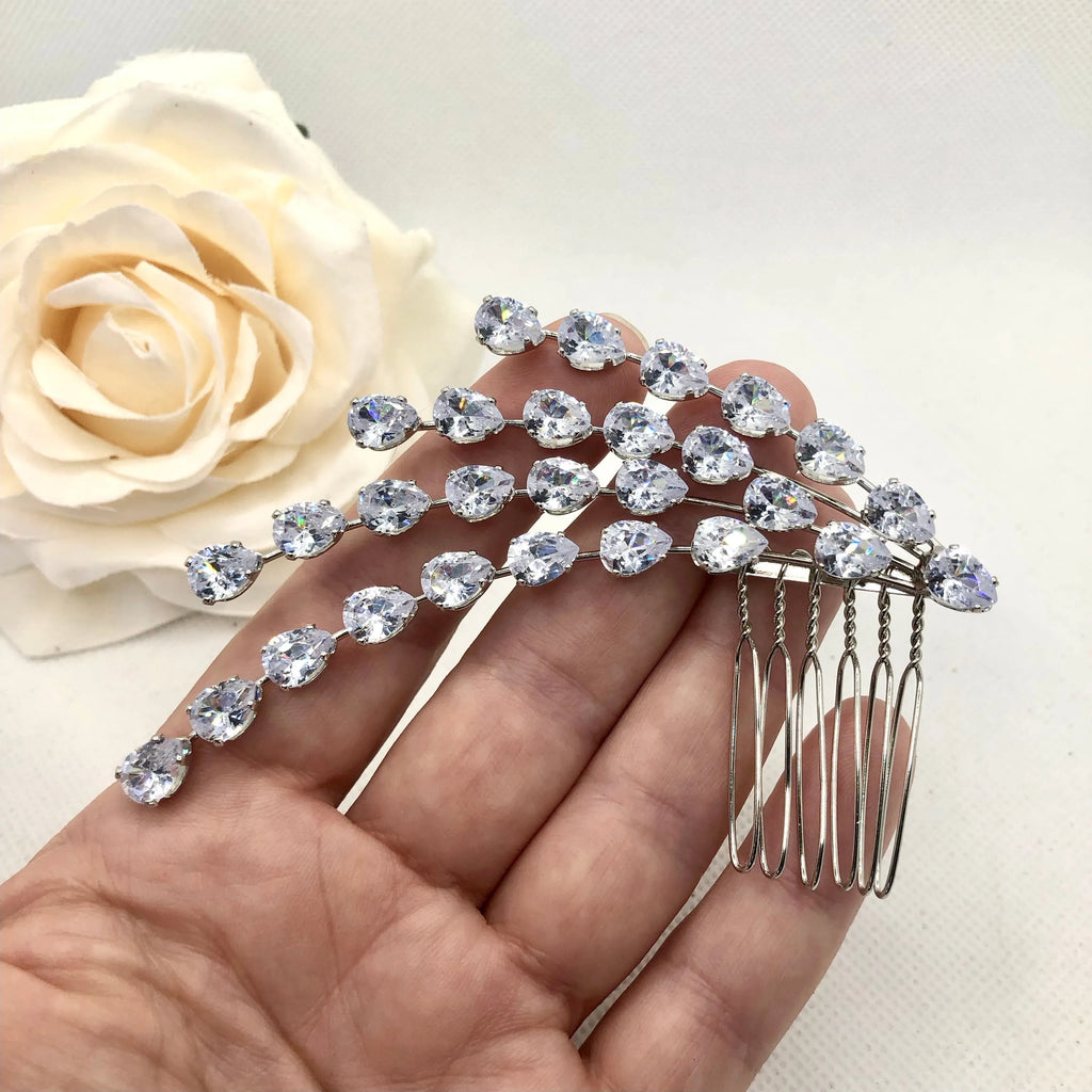 Wedding Hair Accessories - Silver Cubic Zirconia Bridal Hair Comb