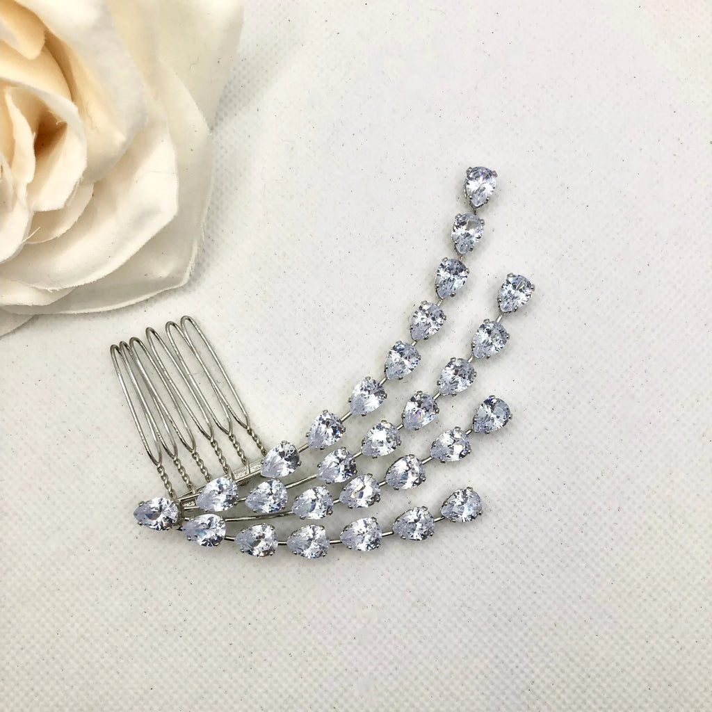 Wedding Hair Accessories - Silver Cubic Zirconia Bridal Hair Comb