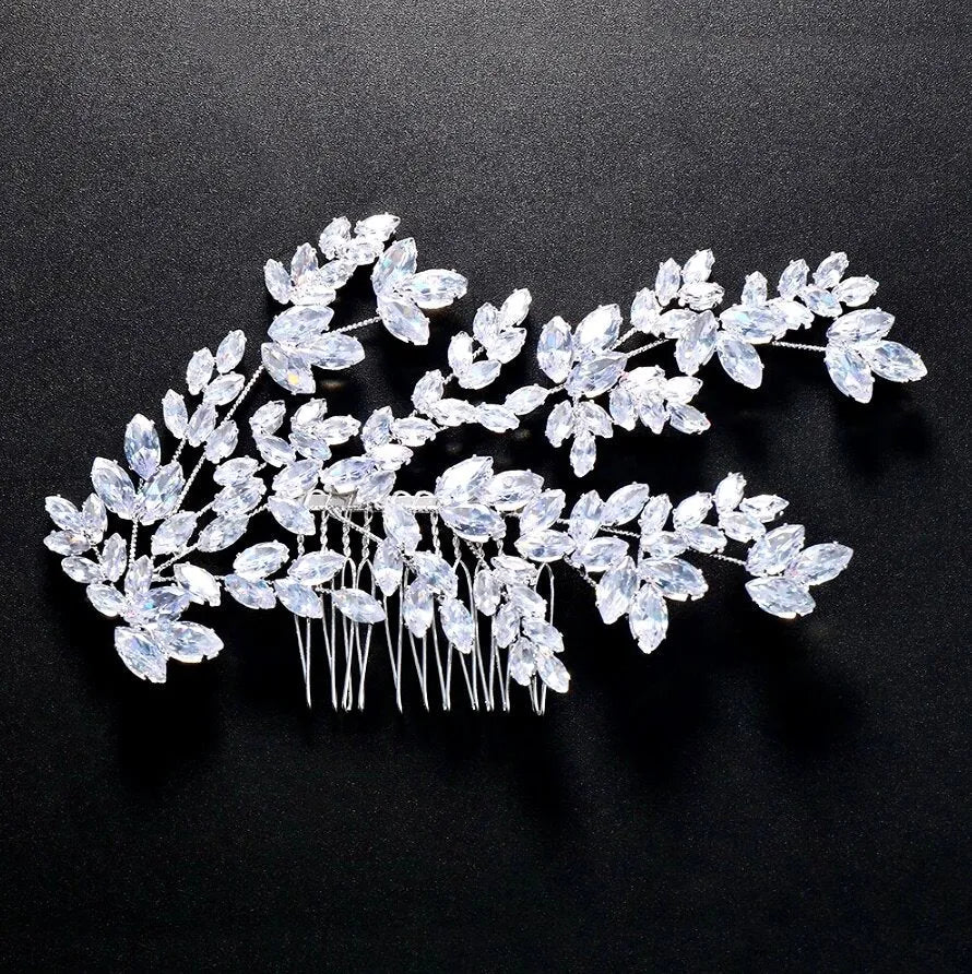 Wedding Hair Accessories - Cubic Zirconia Bridal Hair Comb - Available in Silver, Rose Gold and Yellow Gold