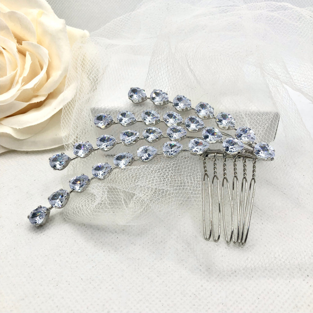Wedding Hair Accessories - Silver Cubic Zirconia Bridal Hair Comb