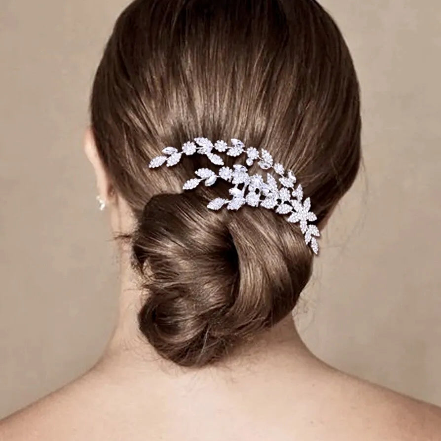 Wedding Hair Accessories - Silver Cubic Zirconia Bridal Hair Comb