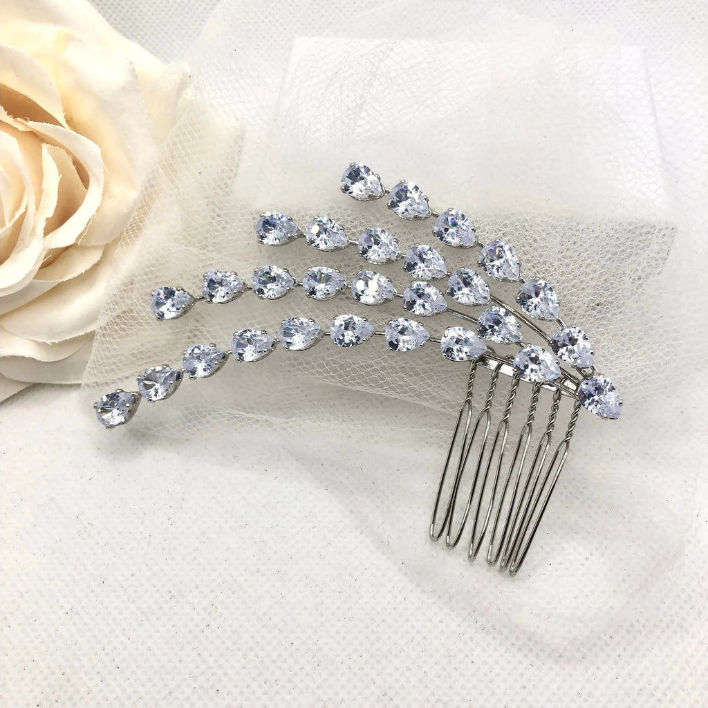 Wedding Hair Accessories - Silver Cubic Zirconia Bridal Hair Comb