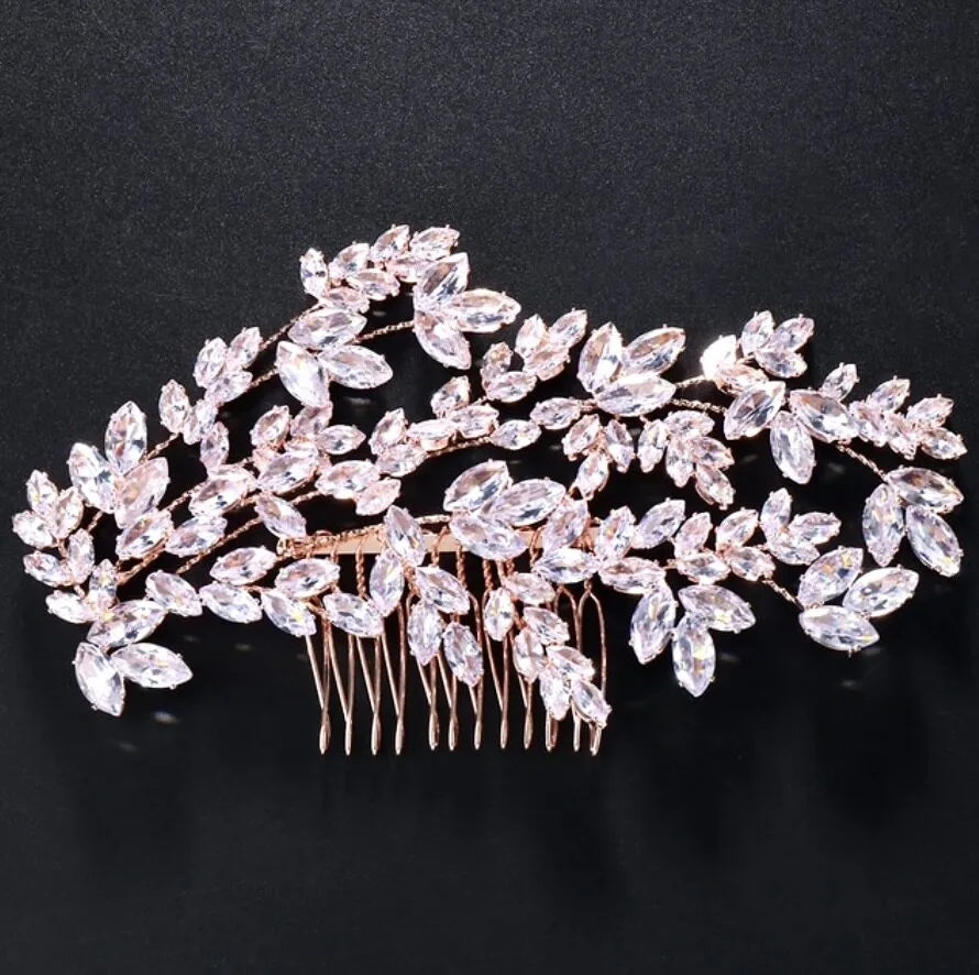 Wedding Hair Accessories - Cubic Zirconia Bridal Hair Comb - Available in Silver, Rose Gold and Yellow Gold