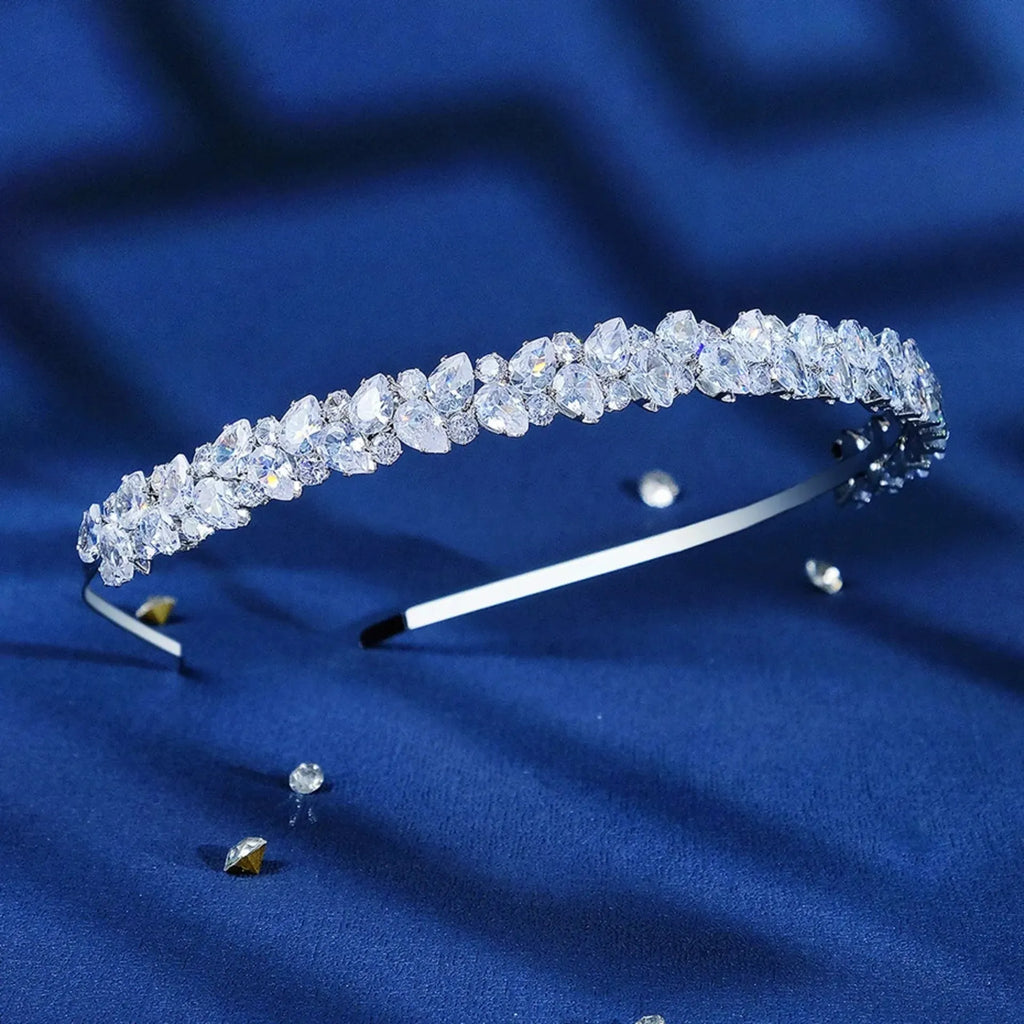 Wedding Hair Accessories - Silver Cubic Zirconia Bridal Headband