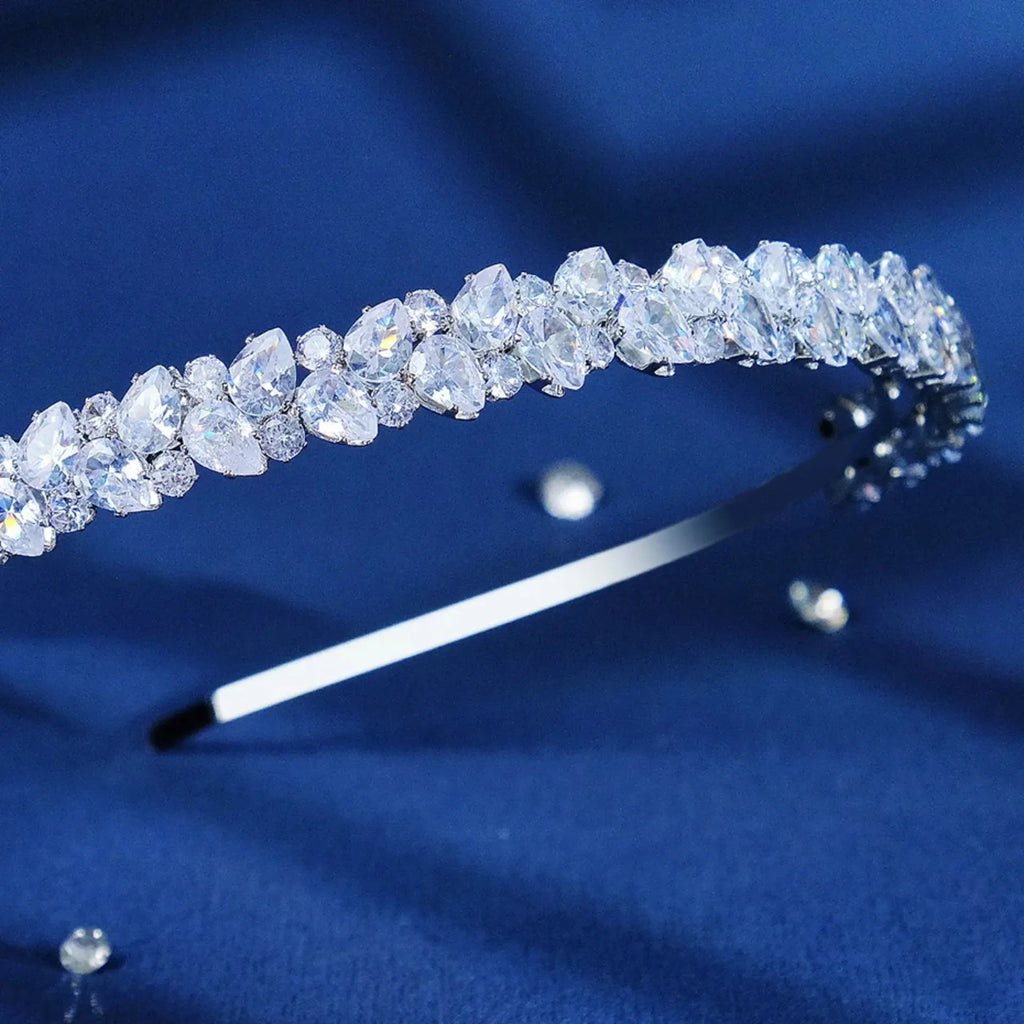 Wedding Hair Accessories - Silver Cubic Zirconia Bridal Headband