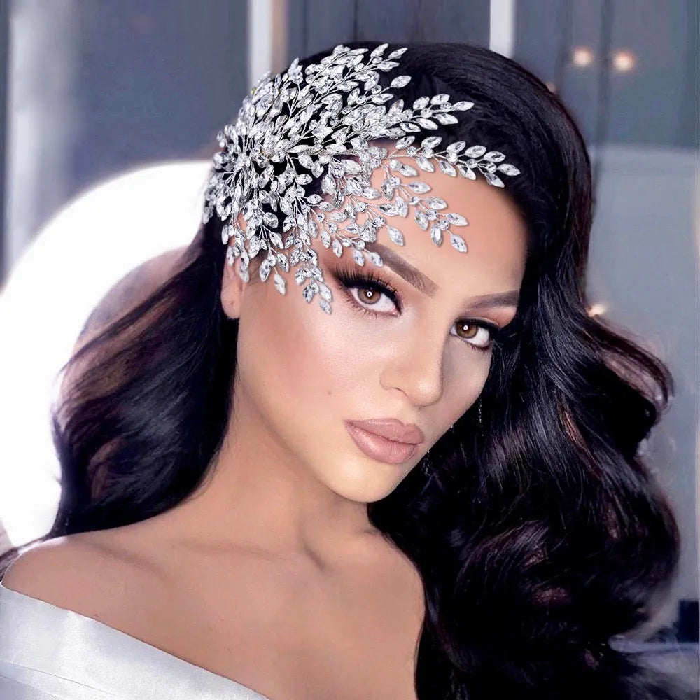 Elegant Silver Crystal Hairpiece Amazon.com : Evild Wedding Hair Clips Silver Rhinestone  main image 3
