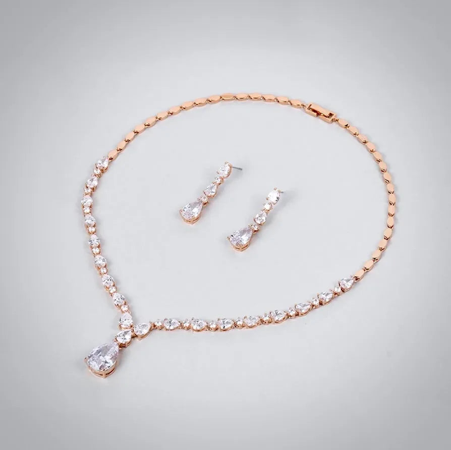 Wedding Jewelry - CZ Bridal Jewelry Set - Available in Silver, Rose Gold and Yellow Gold