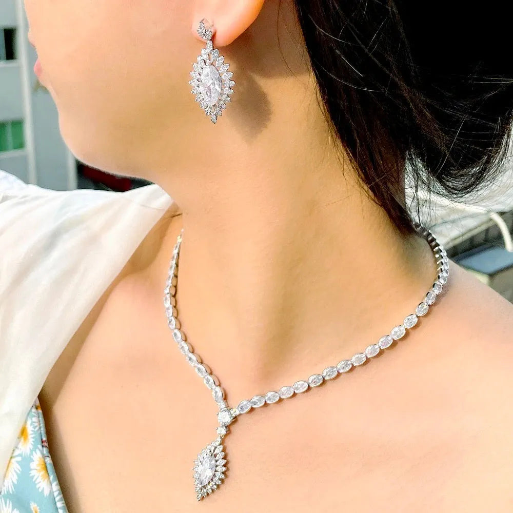 Wedding Jewelry - Cubic Zirconia Bridal Jewelry Set - Available Silver and Gold