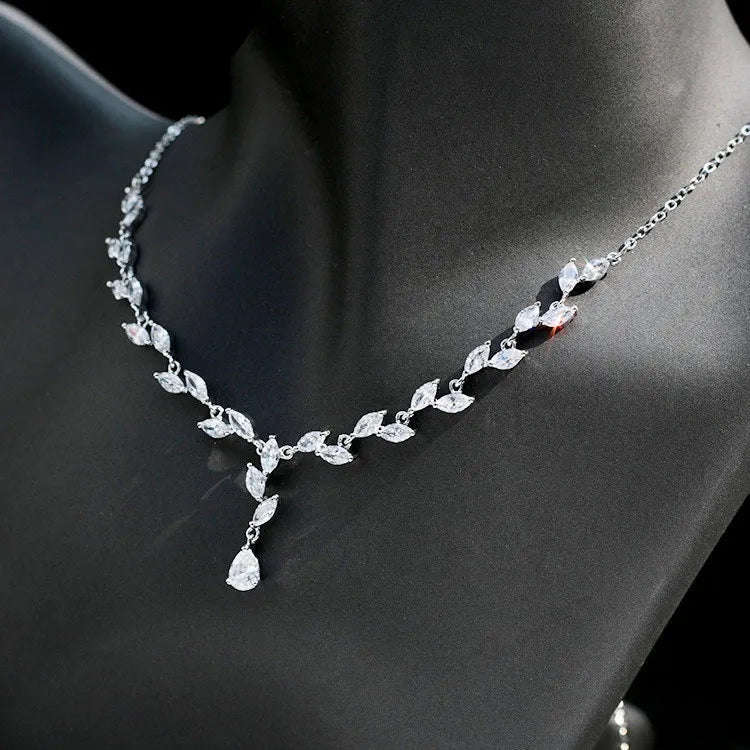 Wedding Jewelry - Silver Cubic Zirconia Bridal Jewelry Set