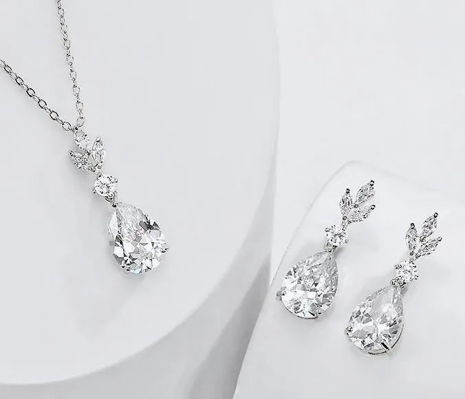 Wedding Jewelry - Cubic Zirconia Bridal Jewelry Set - Available Silver, Rose Gold and Yellow Gold