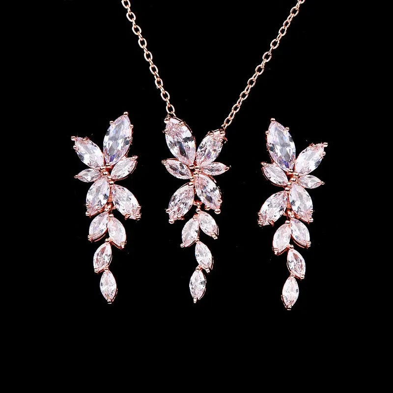 Wedding Jewelry - Cubic Zirconia Bridal Necklace - Available in Silver, Rose Gold and Yellow Gold