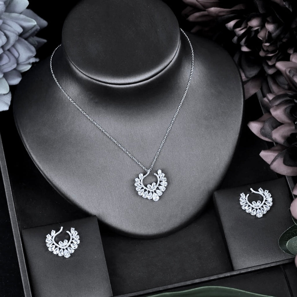 Wedding Jewelry - Silver Cubic Zirconia Bridal Jewelry Set