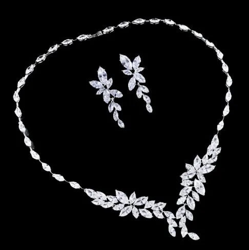 Wedding Jewelry - Luxury CZ Bridal Jewelry Set - Available Silver, Rose Gold and Yellow Gold