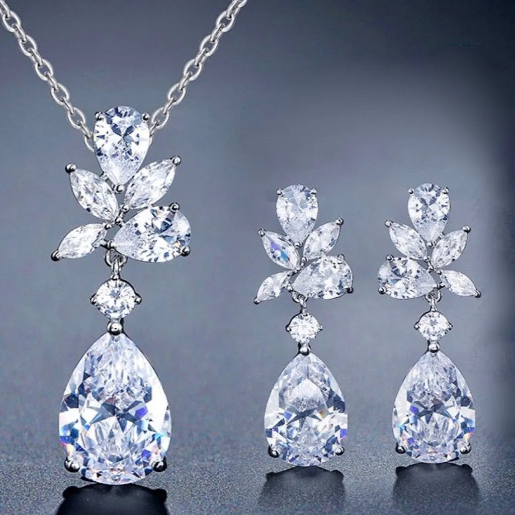Wedding Jewelry - Cubic Zirconia Bridal Jewelry Set - Available in Silver, Rose Gold and Yellow Gold