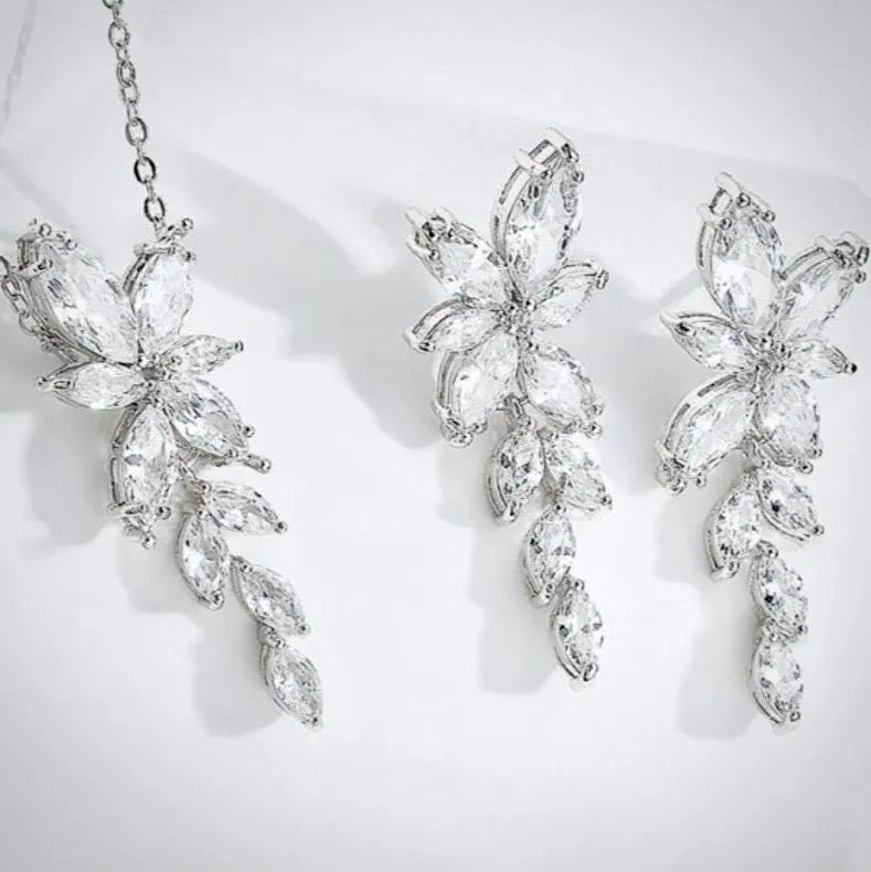 Wedding Jewelry - Cubic Zirconia Bridal Jewelry Set - Available Silver, Rose Gold and Yellow Gold