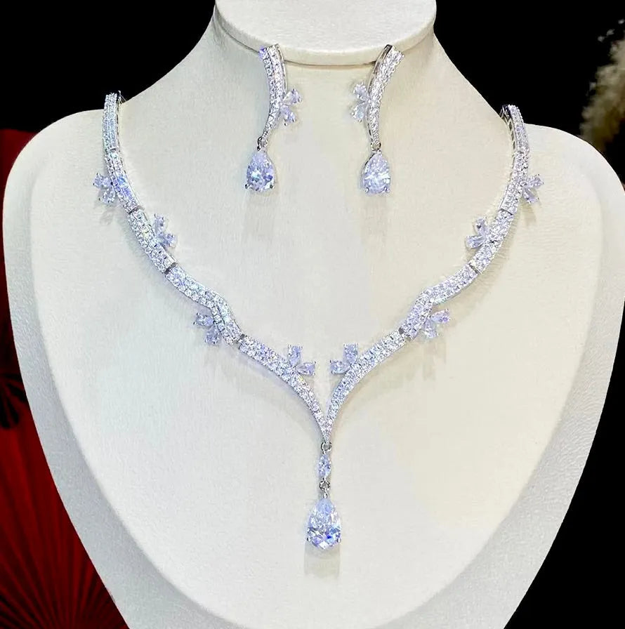 Wedding Jewelry - Silver Cubic Zirconia Bridal Jewelry Set