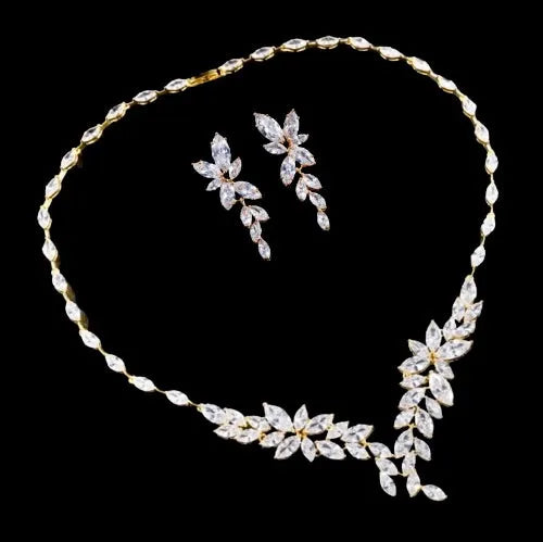 Wedding Jewelry - Luxury CZ Bridal Jewelry Set - Available Silver, Rose Gold and Yellow Gold