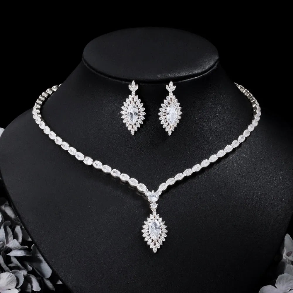 Wedding Jewelry - Cubic Zirconia Bridal Jewelry Set - Available Silver and Gold