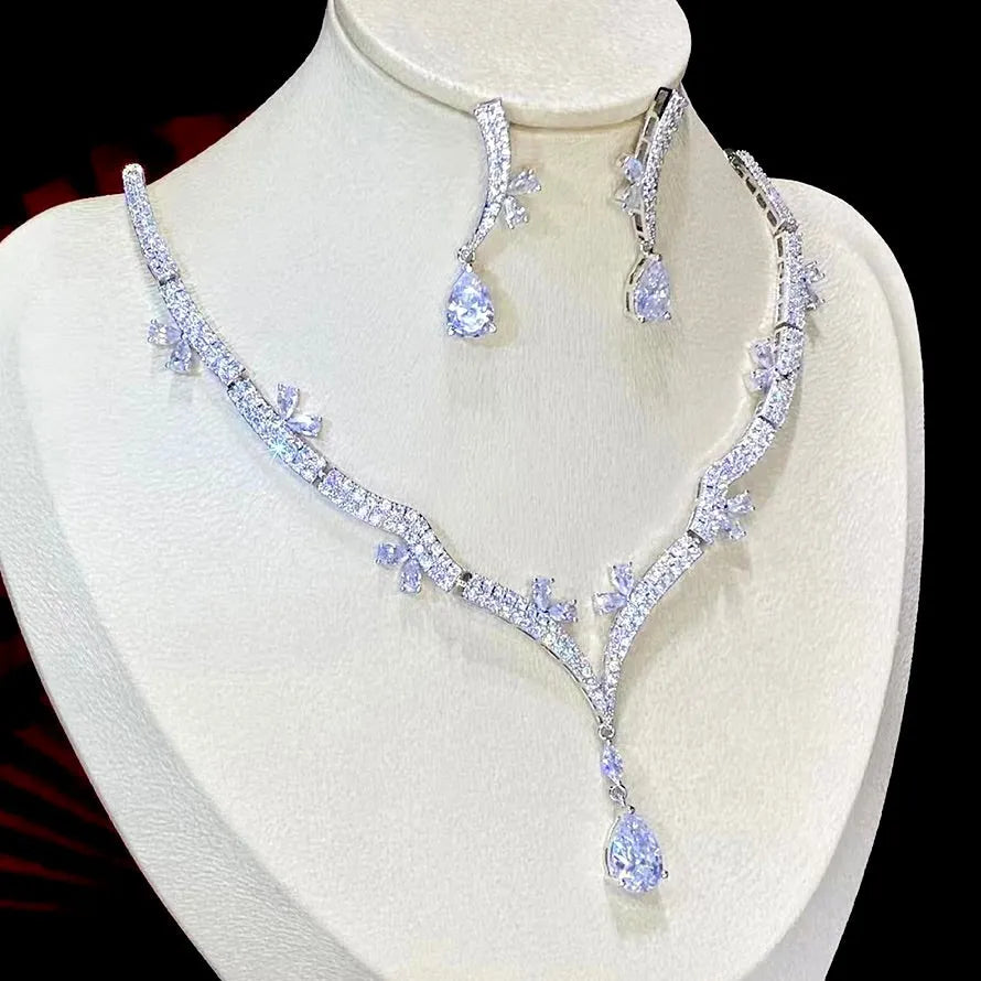 Wedding Jewelry - Silver Cubic Zirconia Bridal Jewelry Set