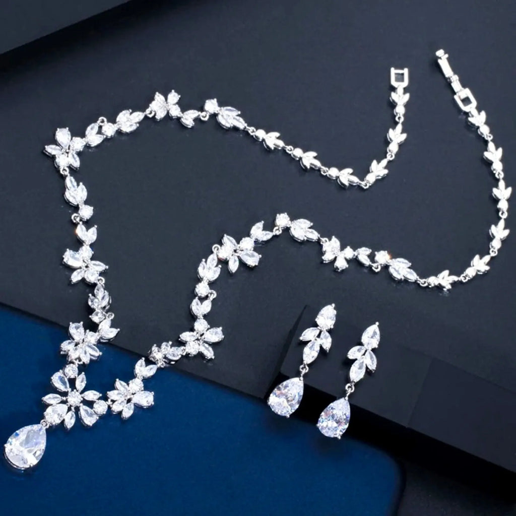 Wedding Jewelry - Cubic Zirconia Bridal Jewelry Set - Available in Silver, Yellow Gold and Rose Gold