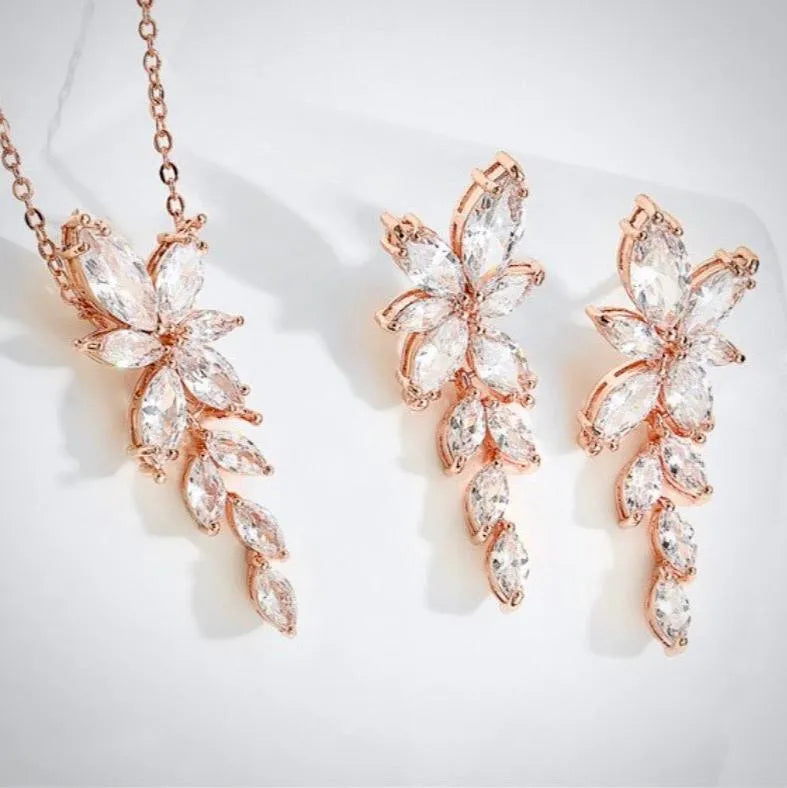 Wedding Jewelry - Cubic Zirconia Bridal Jewelry Set - Available Silver, Rose Gold and Yellow Gold