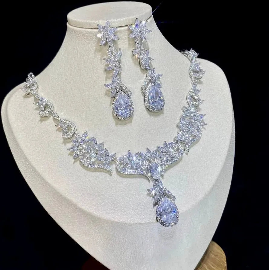 Wedding Jewelry - Silver Cubic Zirconia Bridal Jewelry Set