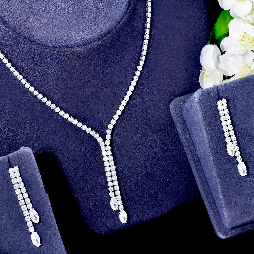 Wedding Jewelry - Silver Cubic Zirconia Bridal Jewelry Set