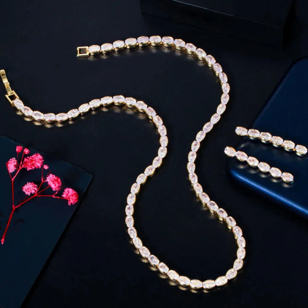 Wedding Jewelry - Cubic Zirconia Bridal Jewelry Set - Available Silver and Gold