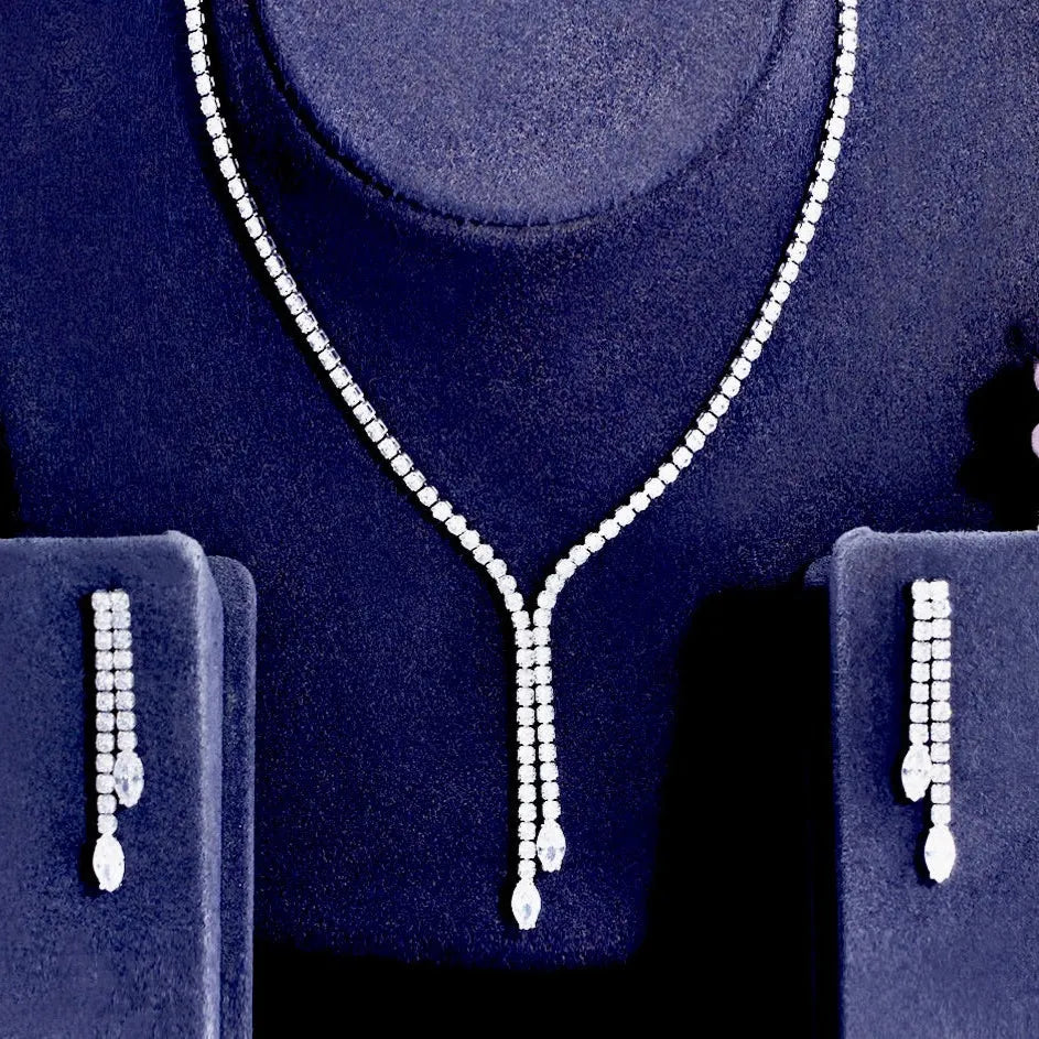 Wedding Jewelry - Silver Cubic Zirconia Bridal Jewelry Set