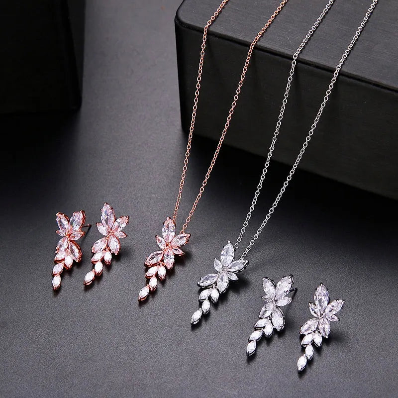 Wedding Jewelry - Cubic Zirconia Bridal Necklace - Available in Silver, Rose Gold and Yellow Gold