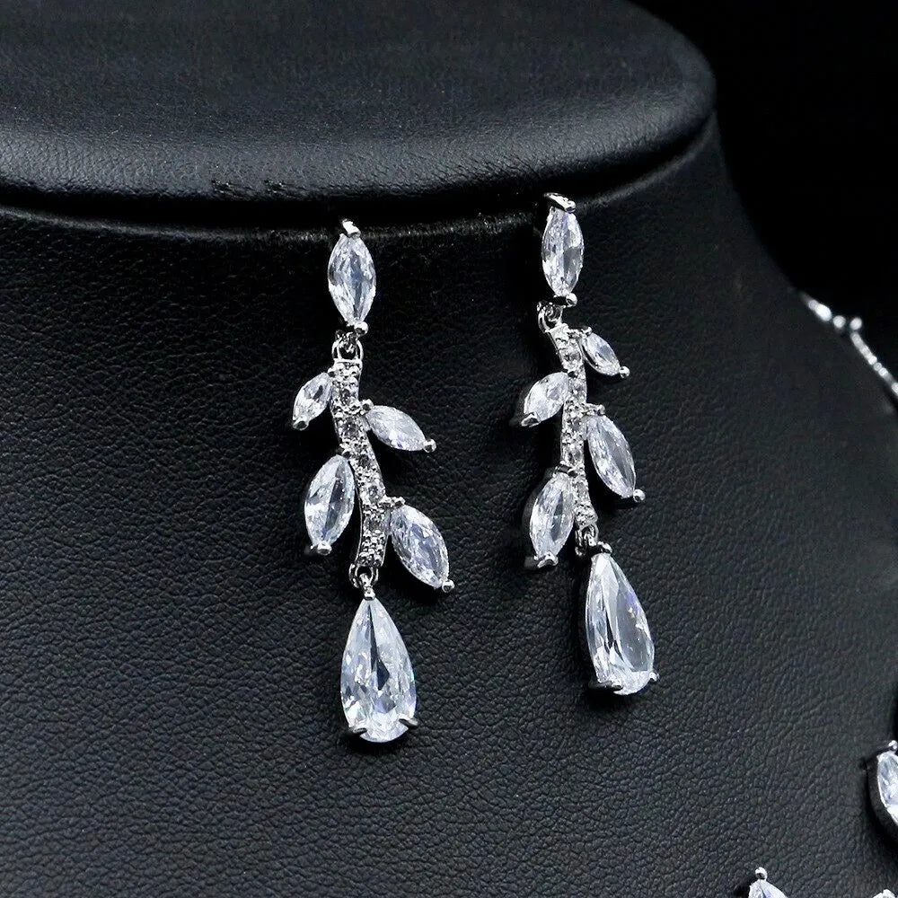 Wedding Jewelry - Silver Cubic Zirconia Bridal Jewelry Set
