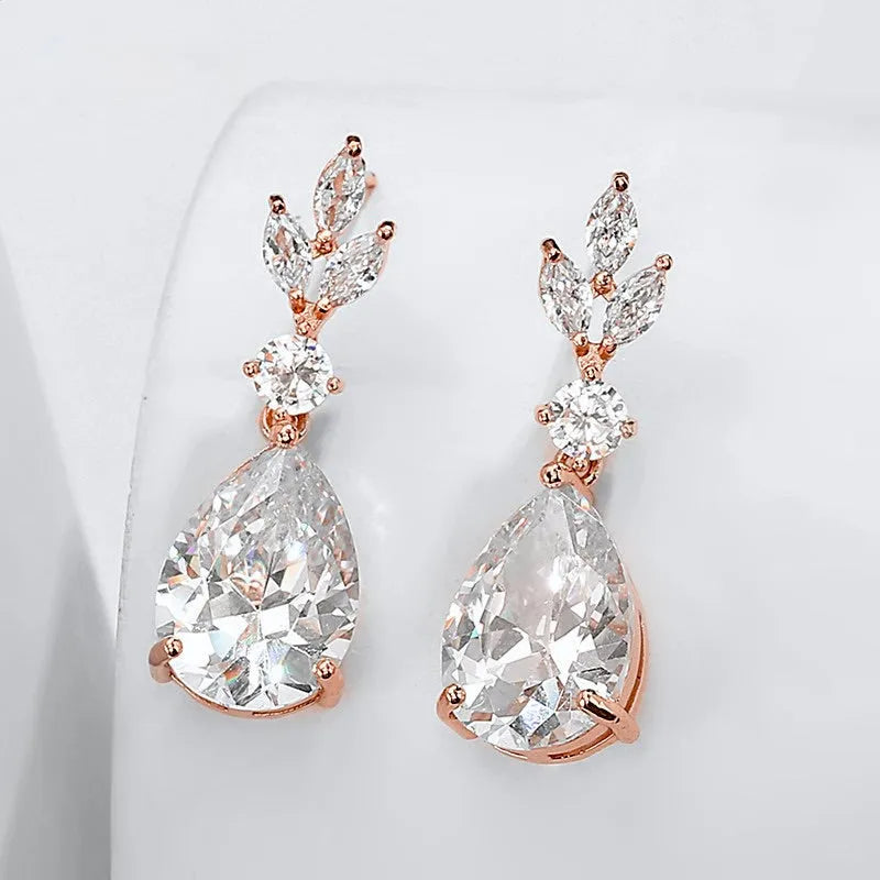 Wedding Jewelry - Cubic Zirconia Bridal Jewelry Set - Available Silver, Rose Gold and Yellow Gold