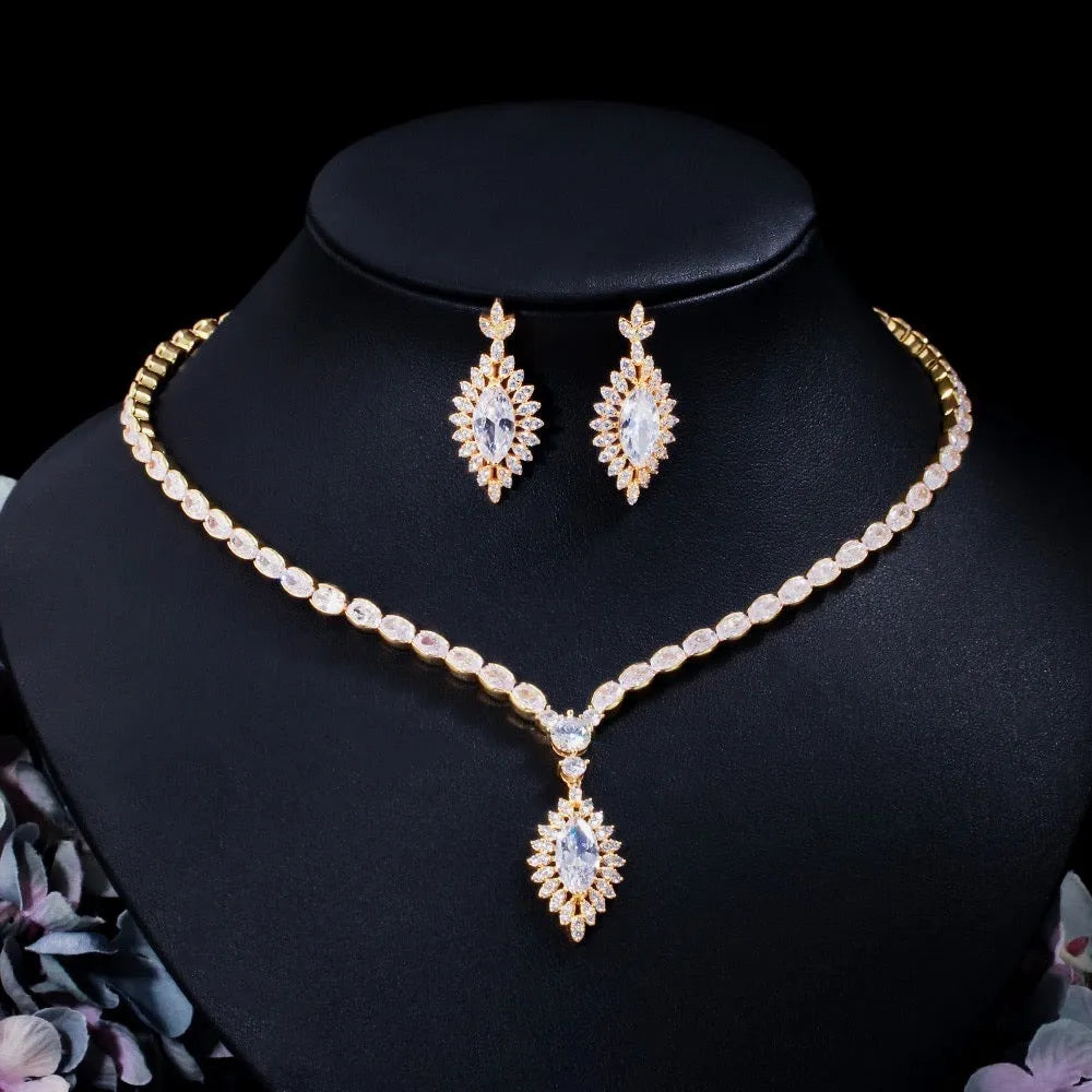Wedding Jewelry - Cubic Zirconia Bridal Jewelry Set - Available Silver and Gold