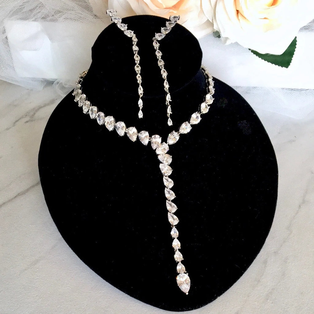 Wedding Jewelry - Silver Cubic Zirconia Bridal Jewelry Set