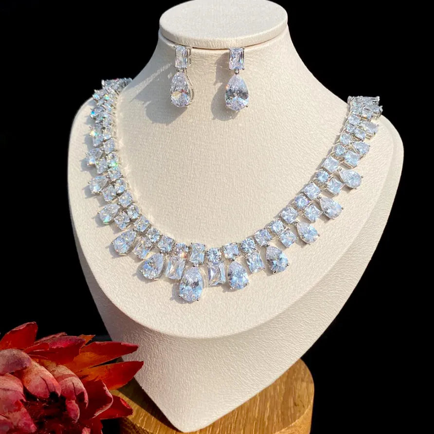 Wedding Jewelry - Silver Cubic Zirconia Bridal Jewelry Set