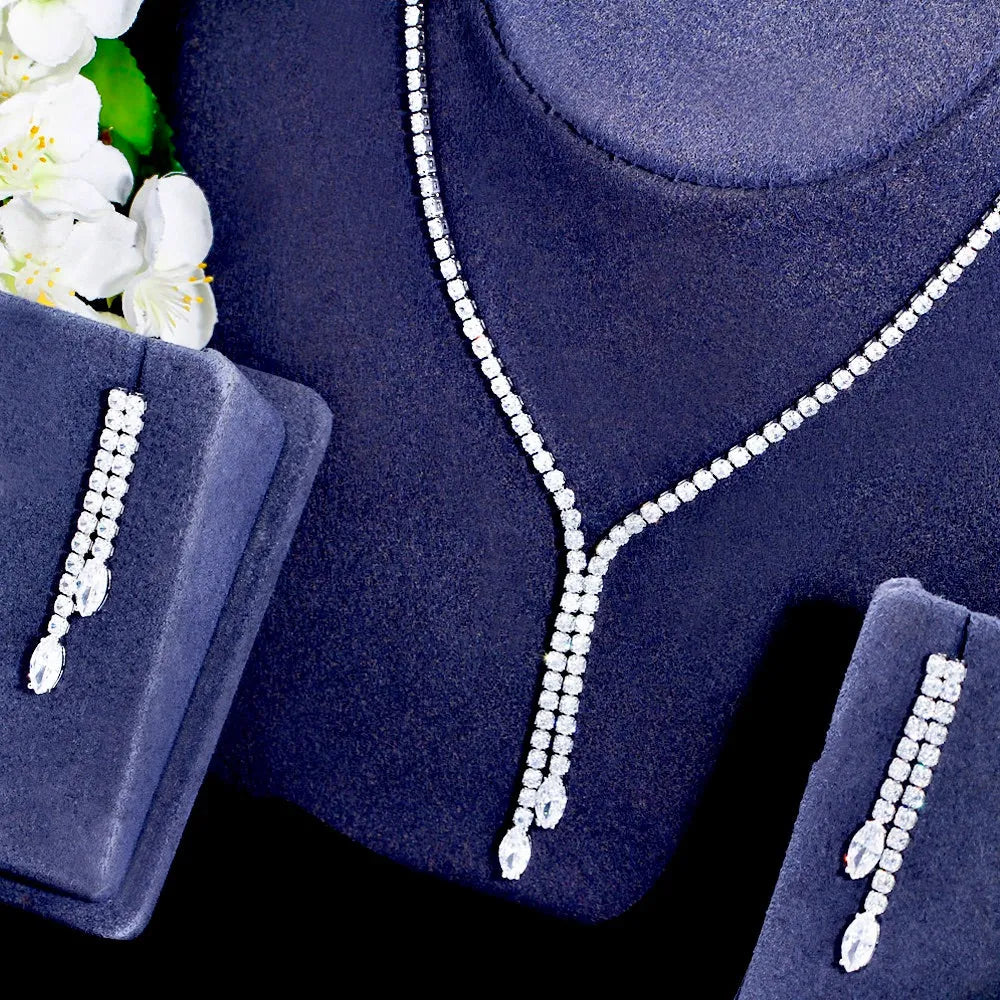 Wedding Jewelry - Silver Cubic Zirconia Bridal Jewelry Set